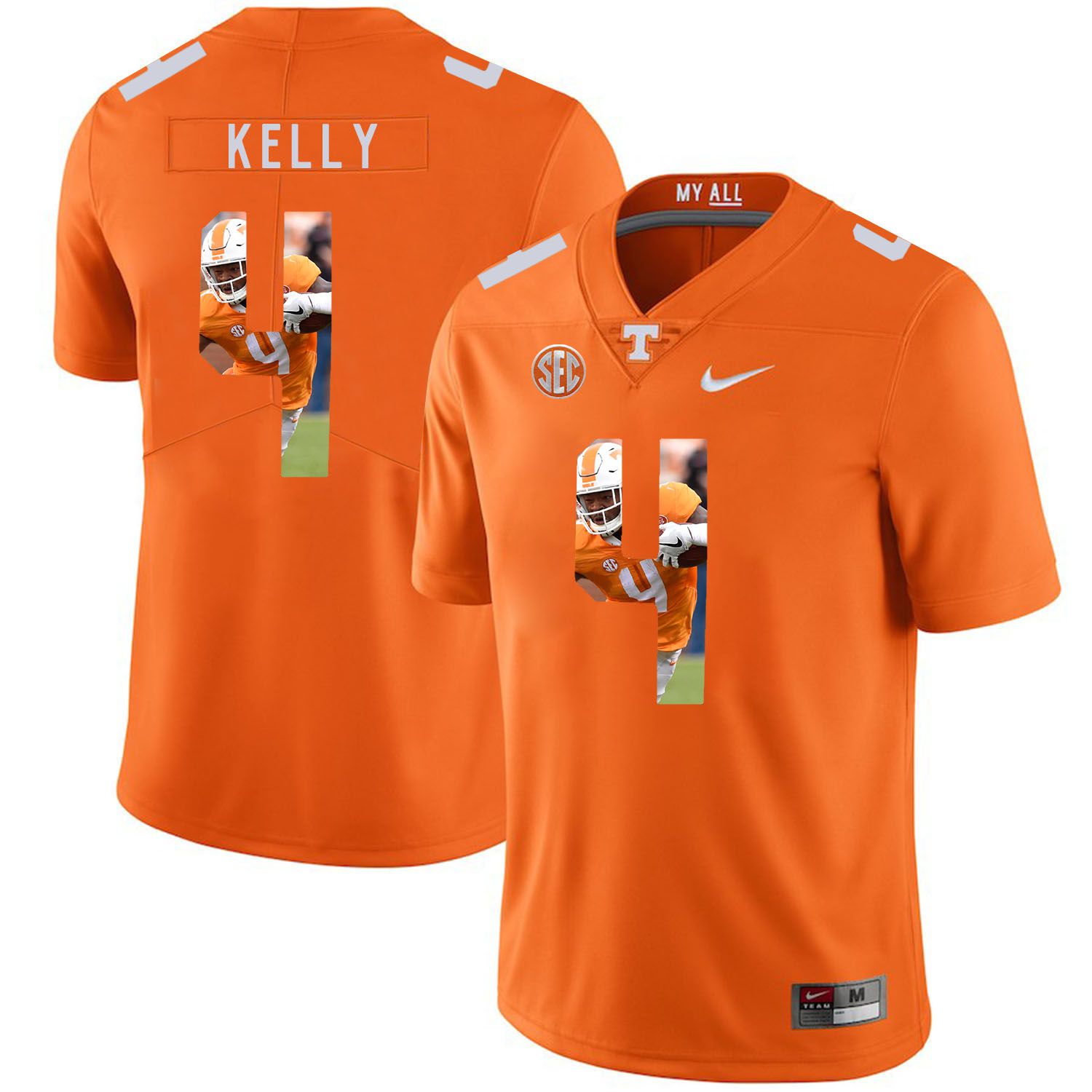 Men Tennessee Volunteers 4 Kelly Orange Fashion Edition Customized NCAA Jerseys